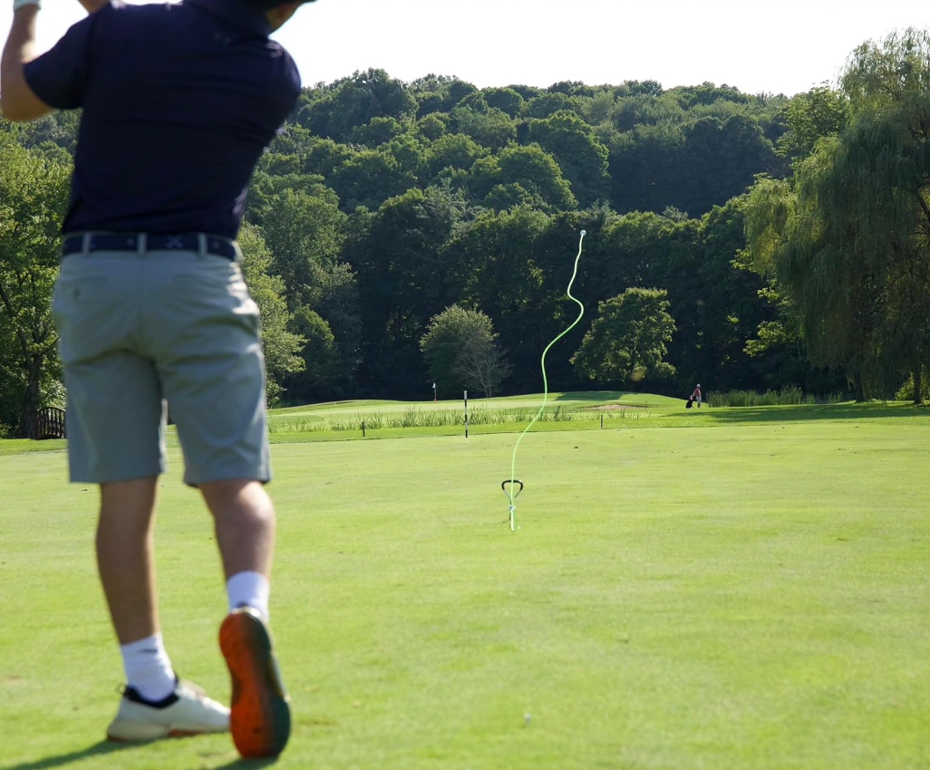 Golf Training Tool for Drivers & Irons - Practice Your Golf Swing in The Backyard with A Real Golf Ball & Experience 50 Feet of Ball Flight Feedback